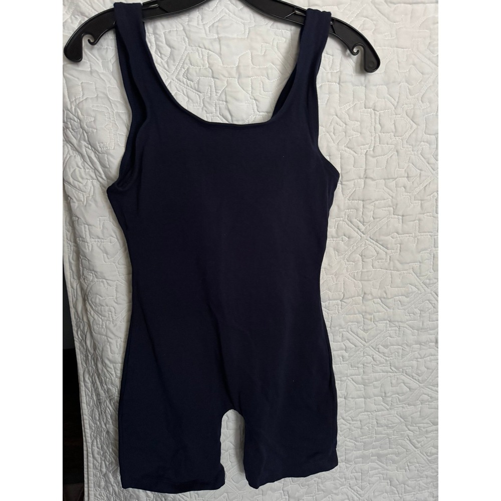 Jumping Joy Navy Blue Sleeveless Tank Unitard Bodysuit Size Large Cotton Blend